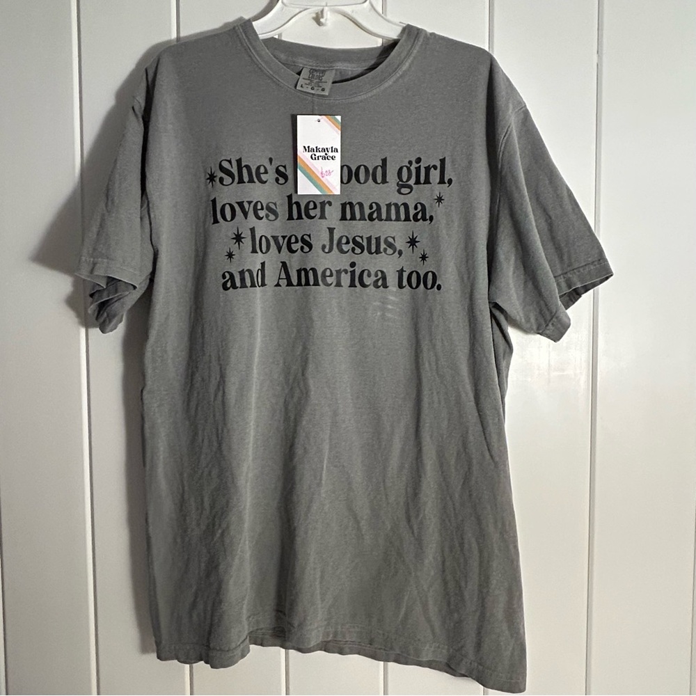She’s a good girl loves Jesus graphic tee Tom Petty Free Fallin lyric L T-Shirt - Picture 7 of 15